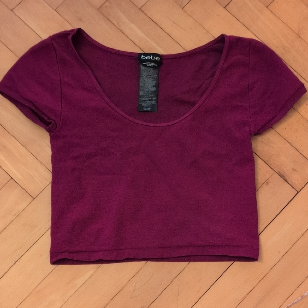 Bebe Dark Magenta Crop Top Size M/L